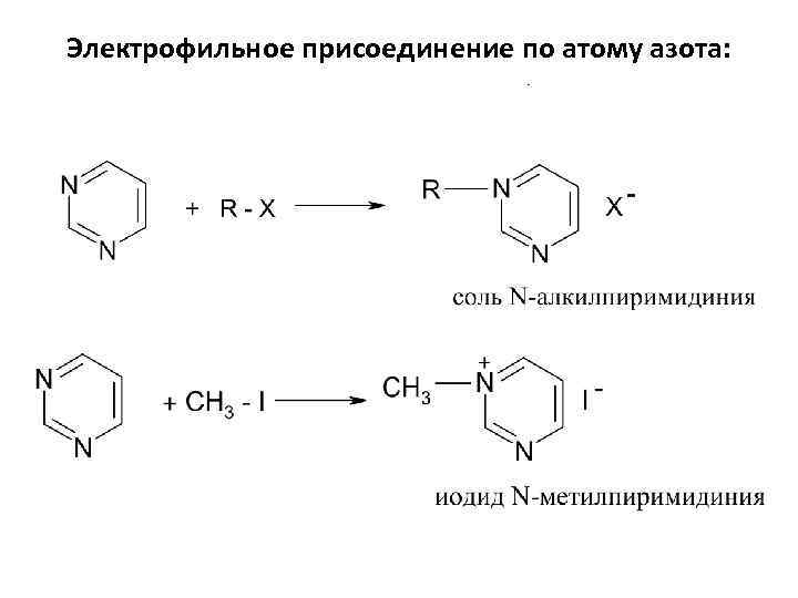 Электрофильное присоединение по атому азота: 