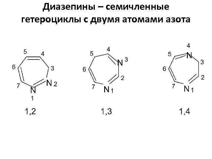 Диазепины – семичленные гетероциклы с двумя атомами азота 