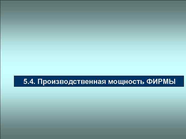  5. 4. Производственная мощность ФИРМЫ 