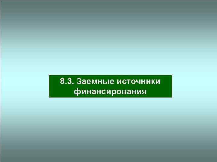 8. 3. Заемные источники финансирования 