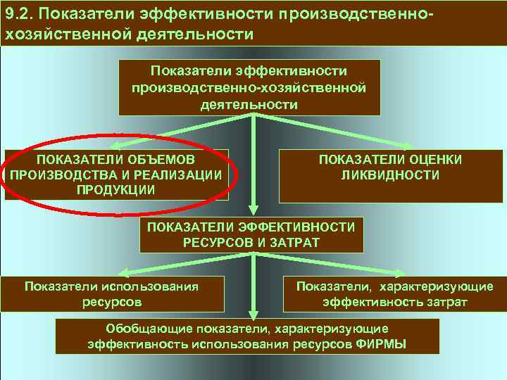 9. 2. Показатели эффективности производственнохозяйственной деятельности Показатели эффективности производственно-хозяйственной деятельности ПОКАЗАТЕЛИ ОБЪЕМОВ ПРОИЗВОДСТВА И