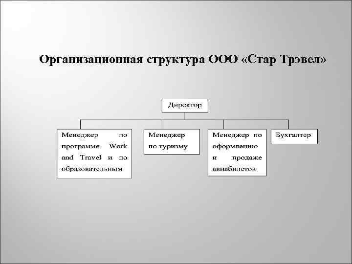 Организационная структура ООО «Стар Трэвел» 