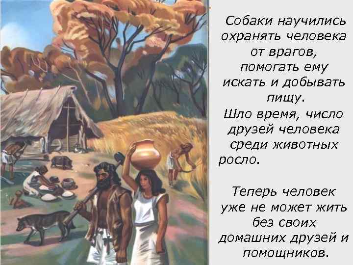  Собаки научились охранять человека от врагов, помогать ему искать и добывать пищу. Шло