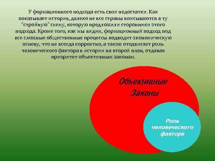У формационного подхода есть свои недостатки. Как показывает история, далеко не все страны вписываются