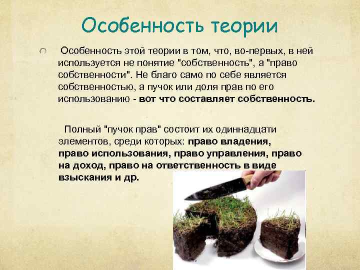 Особенность теории Особенность этой теории в том, что, во-первых, в ней используется не понятие