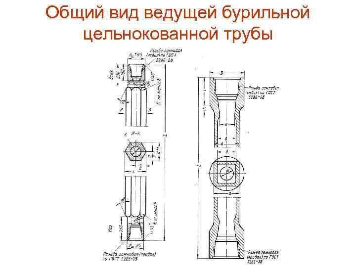 Общий вид ведущей бурильной цельнокованной трубы 