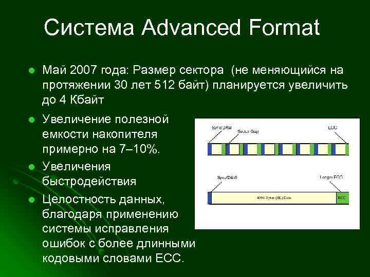 Система Advanced Format l Май 2007 года: Размер сектора (не меняющийся на протяжении 30