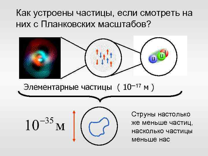 Как устроены частицы, если смотреть на них с Планковских масштабов? Элементарные частицы ( 10─17