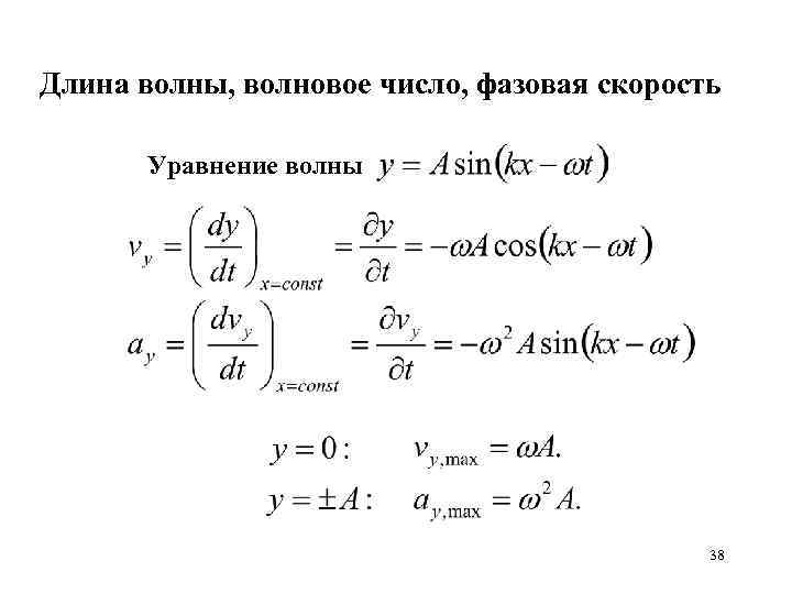 Длина волны волновое число фазовая скорость