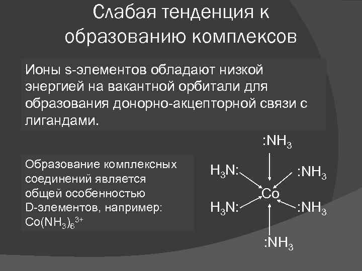 Образование комплексов