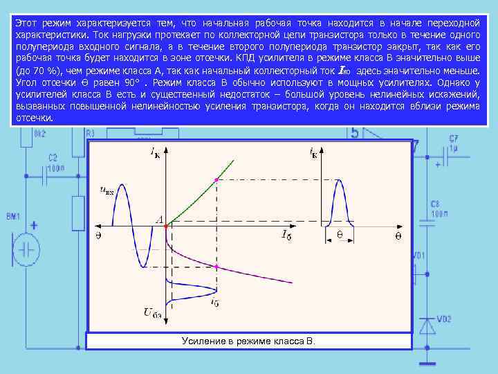Этот режим характеризуется тем, что начальная рабочая точка находится в начале переходной характеристики. Ток