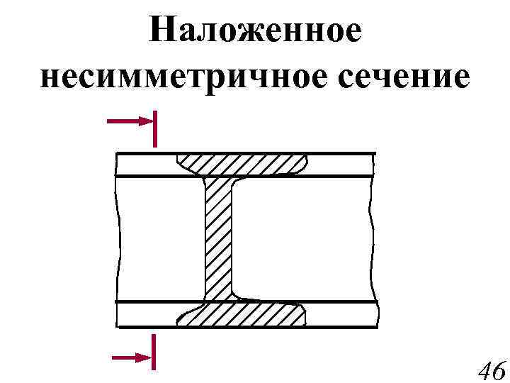 Наложенные сечения располагаются на чертеже