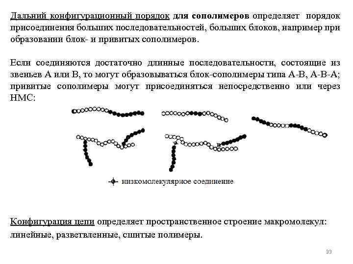 Дальний конфигурационный порядок для сополимеров определяет порядок присоединения больших последовательностей, больших блоков, например при