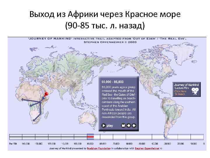 Выход из Африки через Красное море (90 -85 тыс. л. назад) 