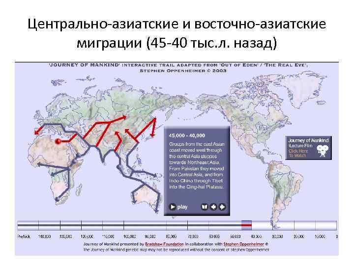 Центрально-азиатские и восточно-азиатские миграции (45 -40 тыс. л. назад) 