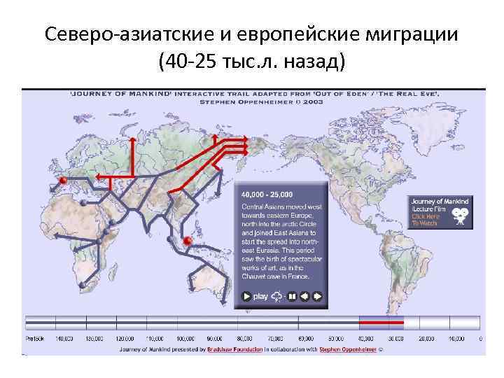 Северо-азиатские и европейские миграции (40 -25 тыс. л. назад) 