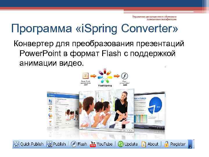 Управление дистанционного обучения и повышения квалификации Программа «i. Spring Converter» Конвертер для преобразования презентаций