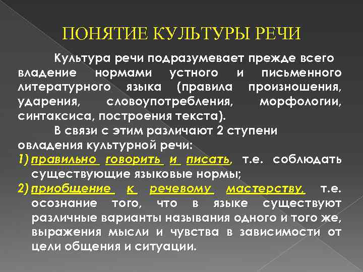 Владение нормами устного и письменного литературного языка