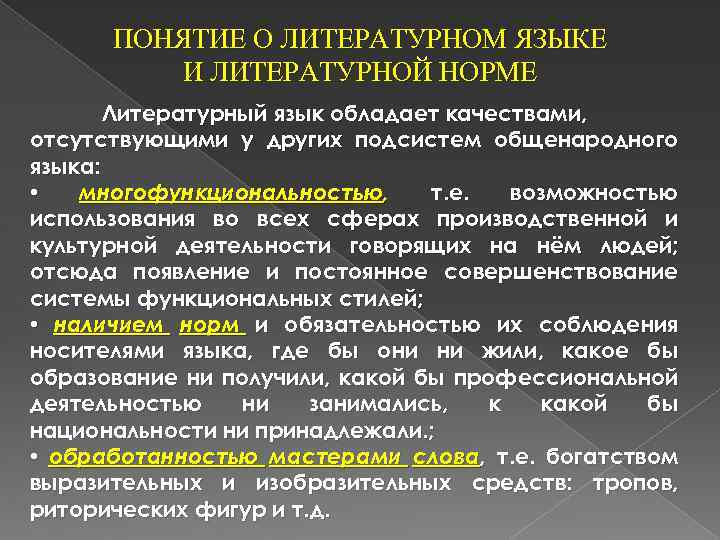 Понятие литературной нормы