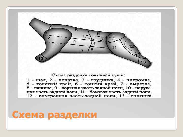 Схема разделки 