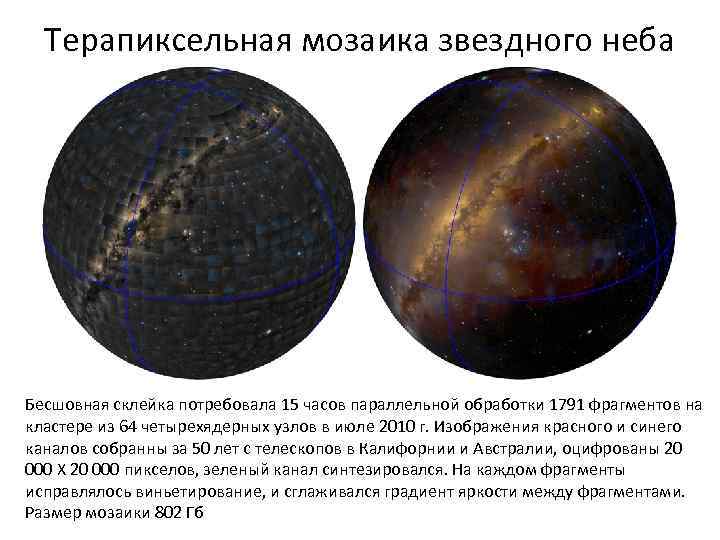 Терапиксельная мозаика звездного неба Бесшовная склейка потребовала 15 часов параллельной обработки 1791 фрагментов на