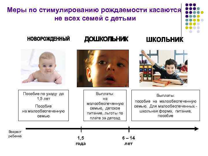 Меры по стимулированию рождаемости касаются не всех семей с детьми Пособие по уходу до