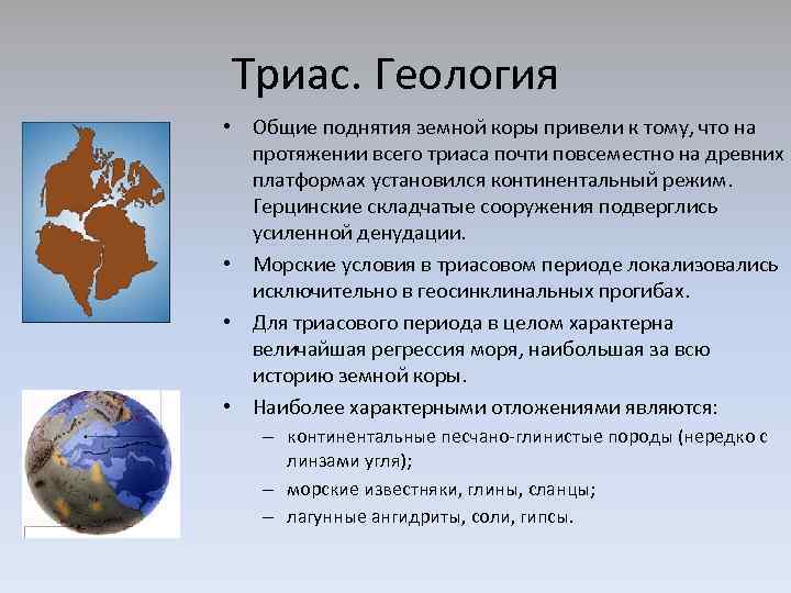 Триас. Геология • Общие поднятия земной коры привели к тому, что на протяжении всего