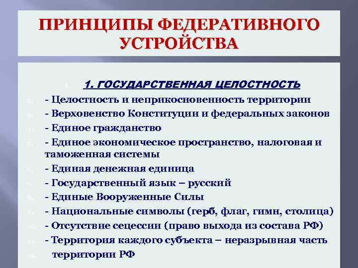 План по теме федерализм и конституционные основы национальной политики в рф