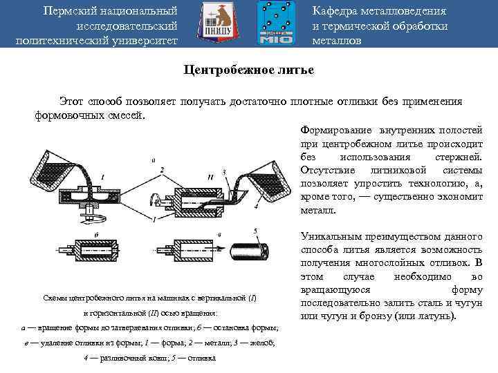 Пермский национальный исследовательский политехнический университет Кафедра металловедения и термической обработки металлов Центробежное литье Этот