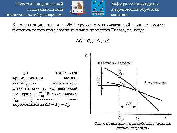 Пермский национальный исследовательский политехнический университет Кафедра металловедения и термической обработки металлов Кристаллизация, как и