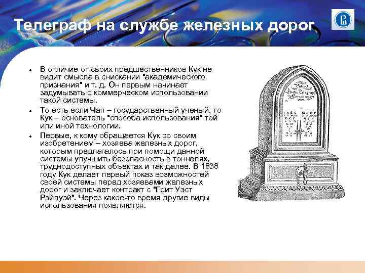 Телеграф на службе железных дорог В отличие от своих предшественников Кук не видит смысла