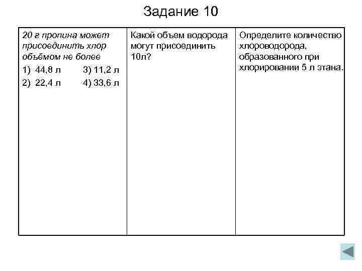 Задание 10 20 г пропина может присоединить хлор объёмом не более 1) 44, 8