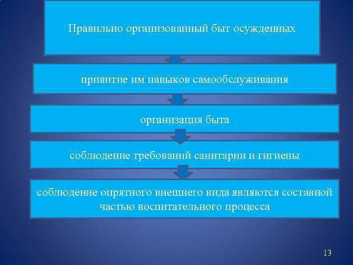 Правильно организованный быт осужденных привитие им навыков самообслуживания организация быта соблюдение требований санитарии и