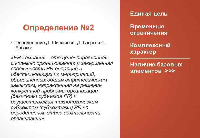 Единая цель Определение № 2 ▪ Определение Д. Шишкиной, Д. Гавры и С. Бровко: