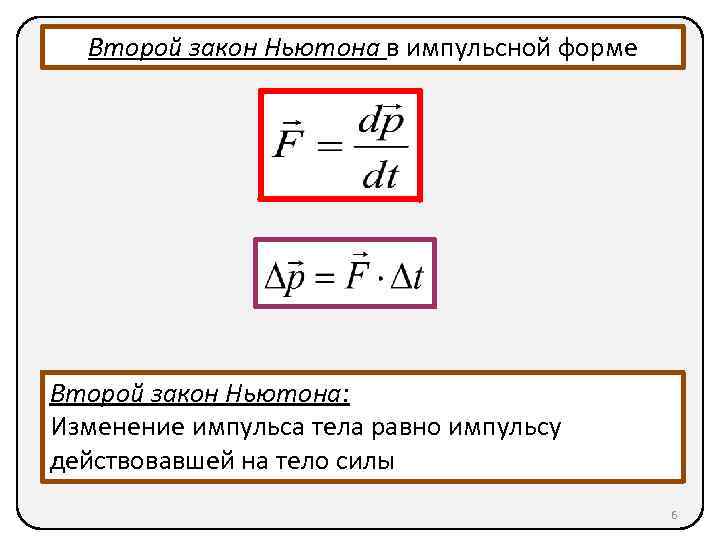 Математическая запись второго закона ньютона имеет вид