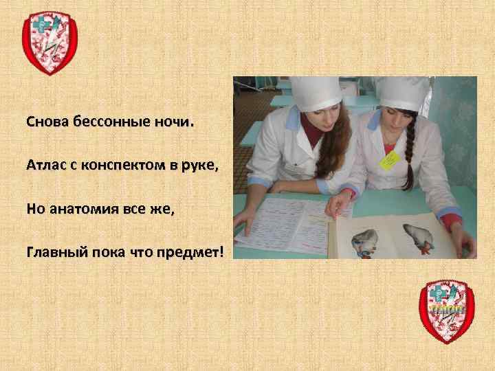 Снова бессонные ночи. Атлас с конспектом в руке, Но анатомия все же, Главный пока