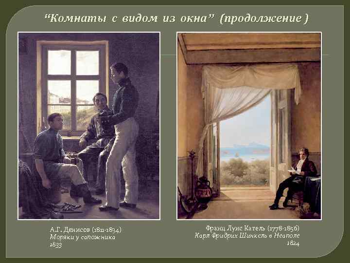 “Комнаты с видом из окна” (продолжение ) А. Г. Денисов (1811 -1834) Моряки у