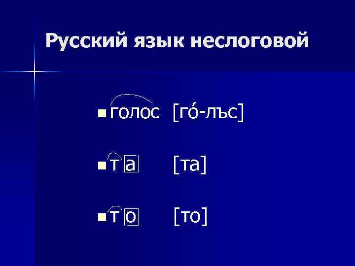 Русский язык неслоговой n голос [гó-лъс] n т а [та] n т о [то]