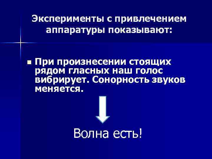 Эксперименты с привлечением аппаратуры показывают: n При произнесении стоящих рядом гласных наш голос вибрирует.