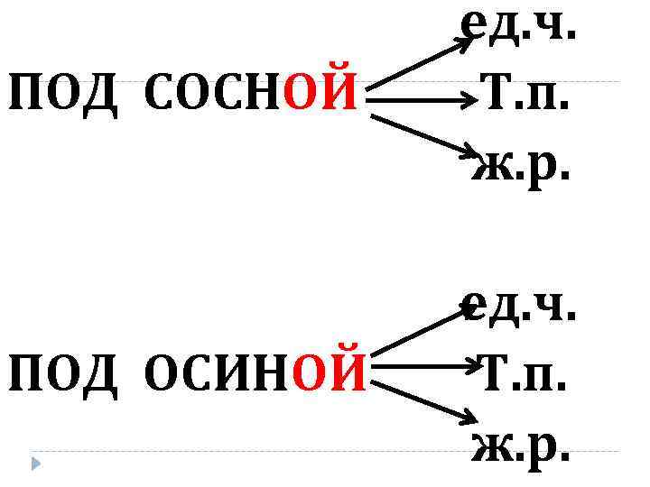 ПОД СОСНОЙ ед. ч. Т. п. ж. р. ПОД ОСИНОЙ ед. ч. Т. п.