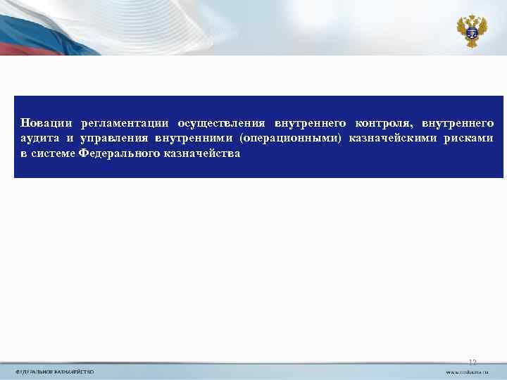 Новации регламентации осуществления внутреннего контроля, внутреннего аудита и управления внутренними (операционными) казначейскими рисками в