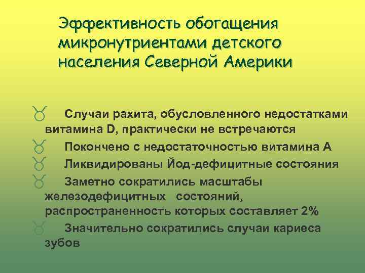 Эффективность обогащения микронутриентами детского населения Северной Америки _ Случаи рахита, обусловленного недостатками витамина D,