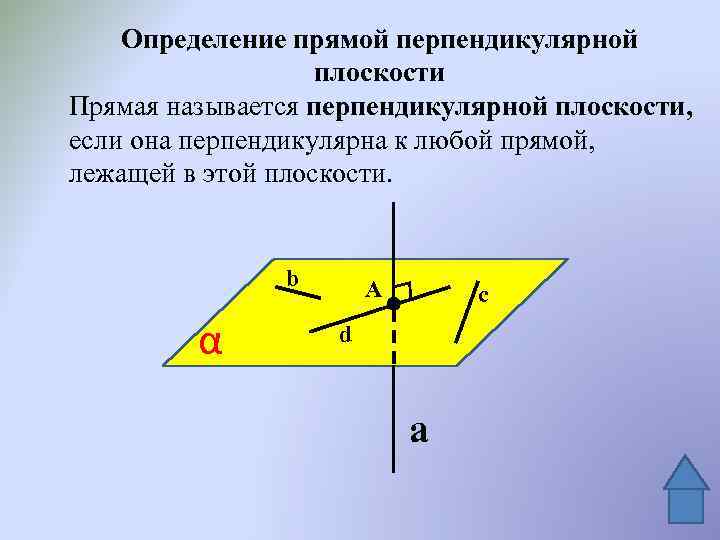 А перпендикулярна б а принадлежит а. Если прямая перпендикулярная прямой лежащей в плоскости.