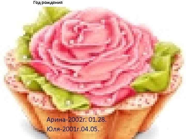Год рождения Арина-2002 г. 01. 28. Юля-2001 г. 04. 05. 