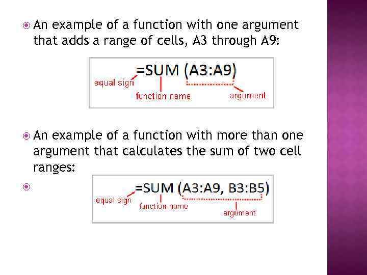  An example of a function with one argument that adds a range of