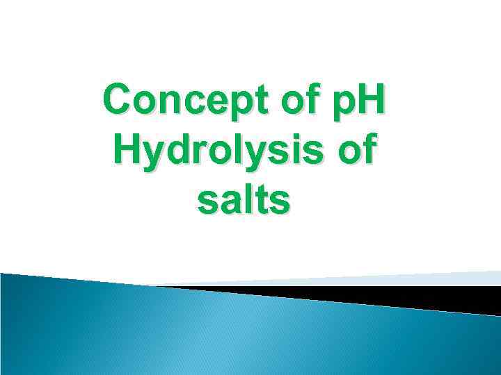 Concept of p. H Hydrolysis of salts 