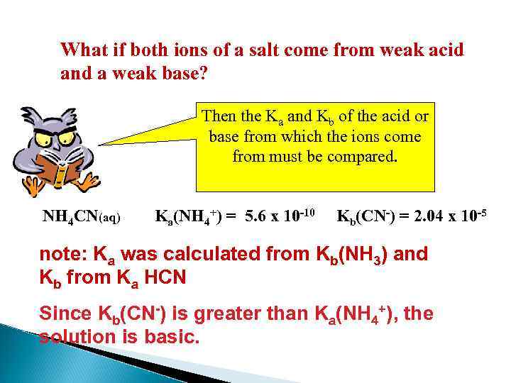 What if both ions of a salt come from weak acid and a weak