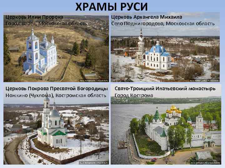 ХРАМЫ РУСИ Церковь Илии Пророка Город Верея, Московская область Церковь Покрова Пресвятой Богородицы Ножкино