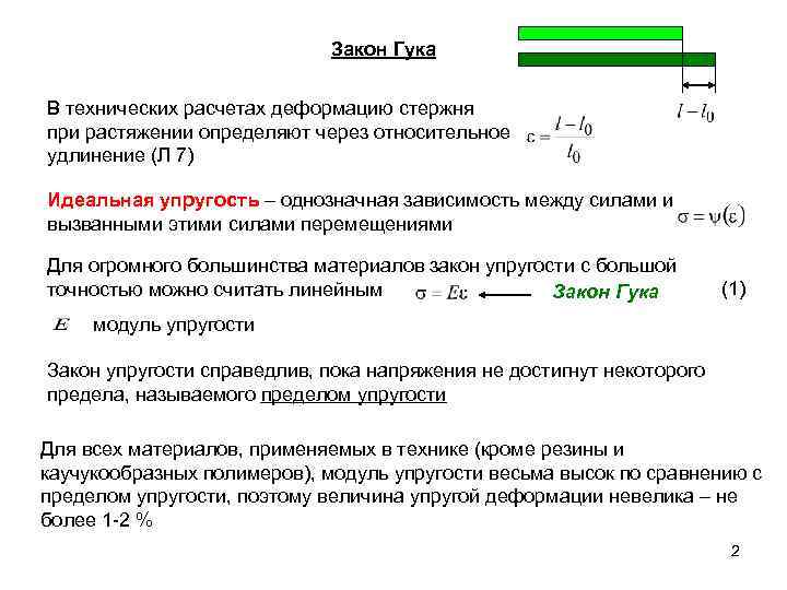 Закон гука при растяжении. Закон Гука удлинение стержня. Удлинение стержня при растяжении. Предел упругости формула. Закон Гука для растянутого стержня.