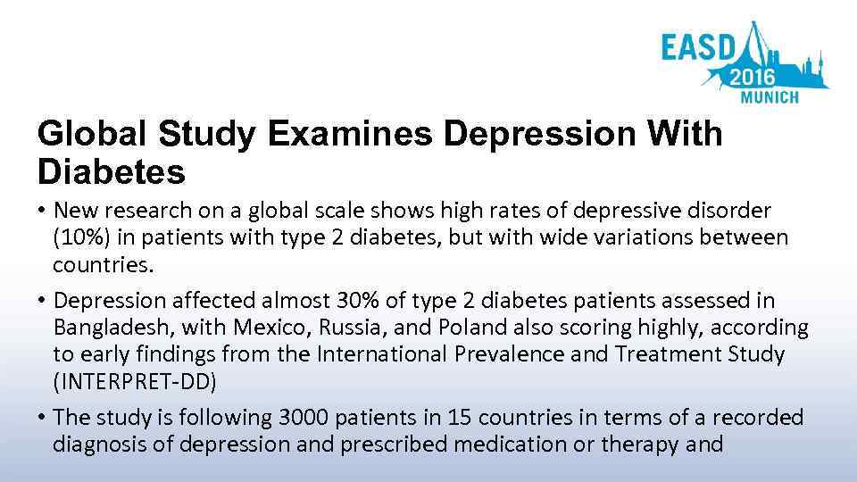 Global Study Examines Depression With Diabetes • New research on a global scale shows